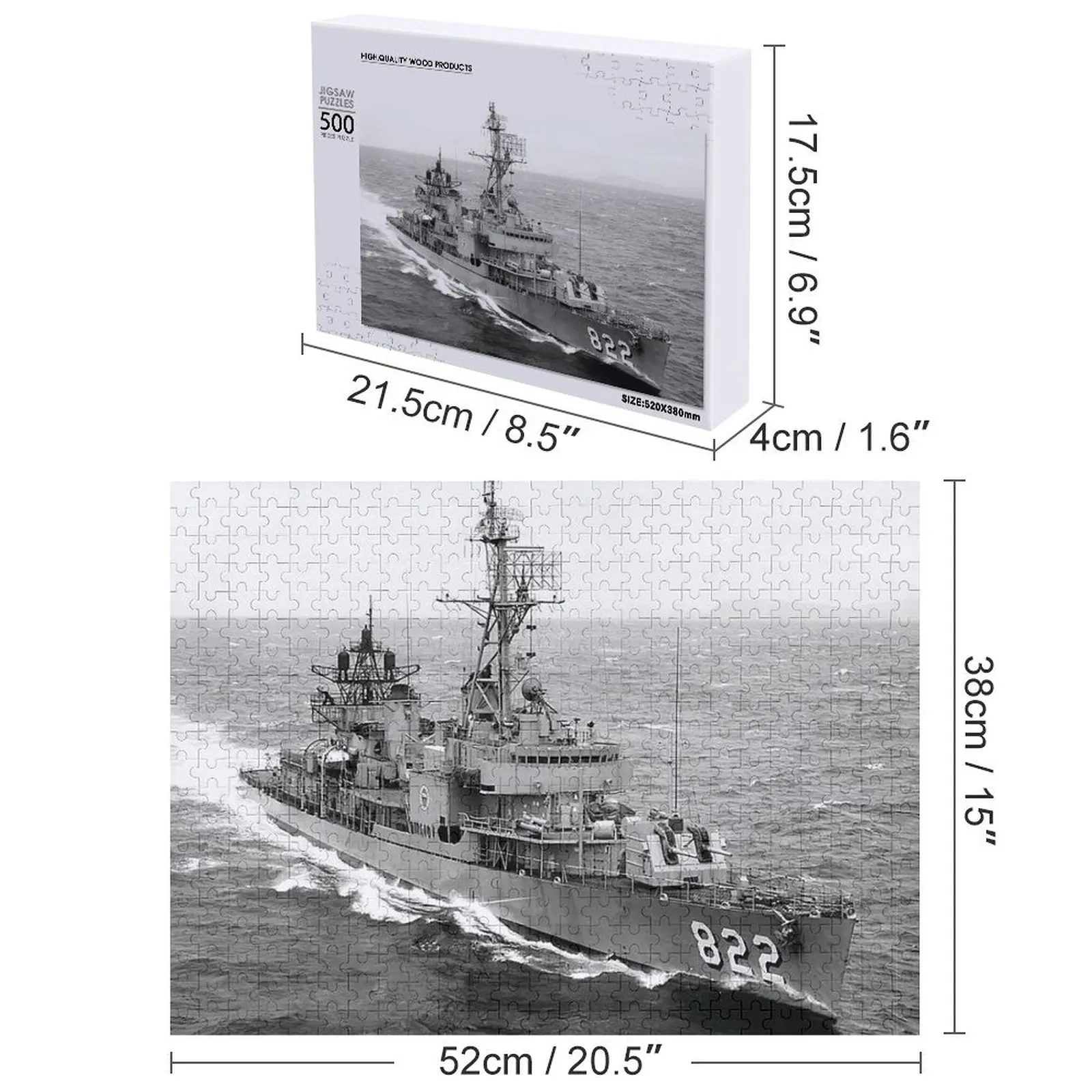 Puzzle z motywem sklepu okrętowego USS ROBERT H. MCCARD (DD-822) - personalizowane z zdjęciem, zabawka dla dzieci, puzzle.