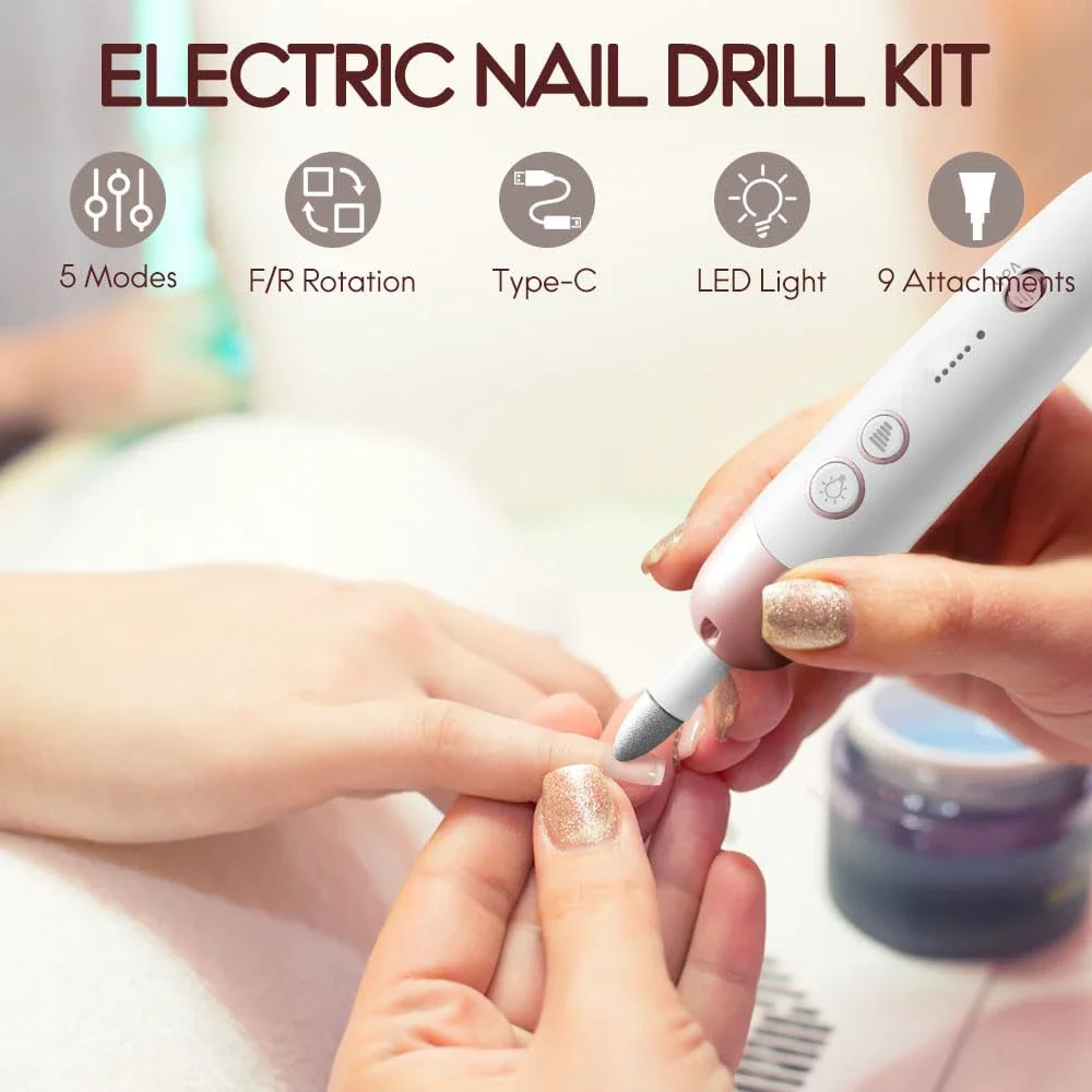 Cordless Electric Nail File Set, Portable Nail Drill Machine, for Hand Foot Care Tool for Calluses,Thick Nails,Grind,Trim,Polish