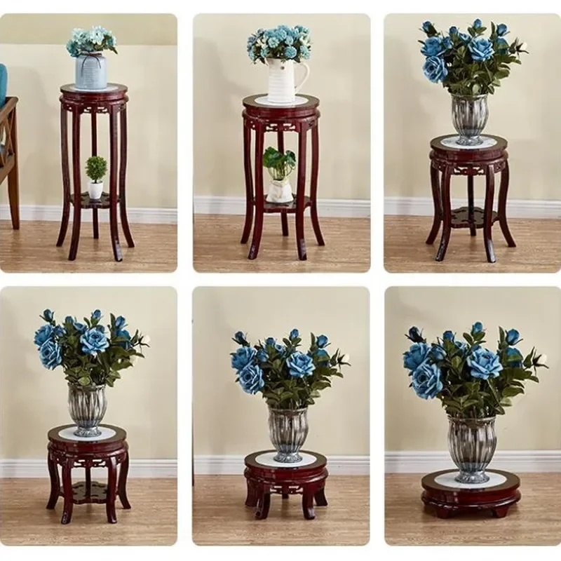 Soporte de flores de madera maciza china para el hogar, marco de macetas para bonsái, estante individual para flores para interior