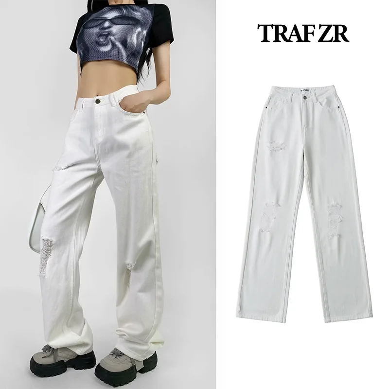 TRAF ZR Trousers Jeans Women Pants Wide Female Summer Modern Woman Women's Clothing Baggy Y2k Vintage Jeans for Women