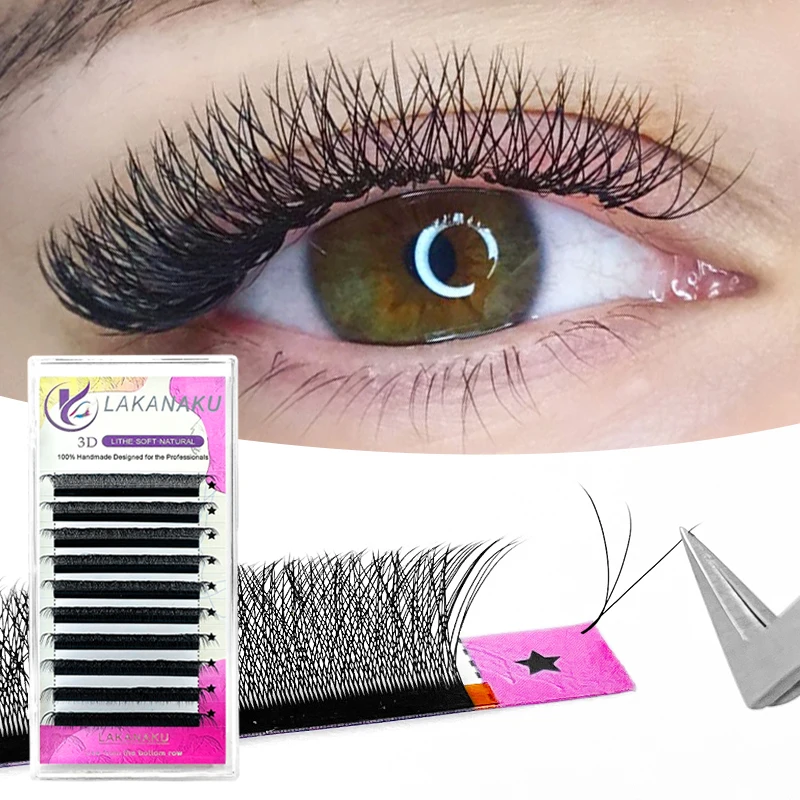 Lakanaku 3D W Lash Extension Volume Fluffy 6D W Eyelash Premade Fans Clover Cilia Eyelash