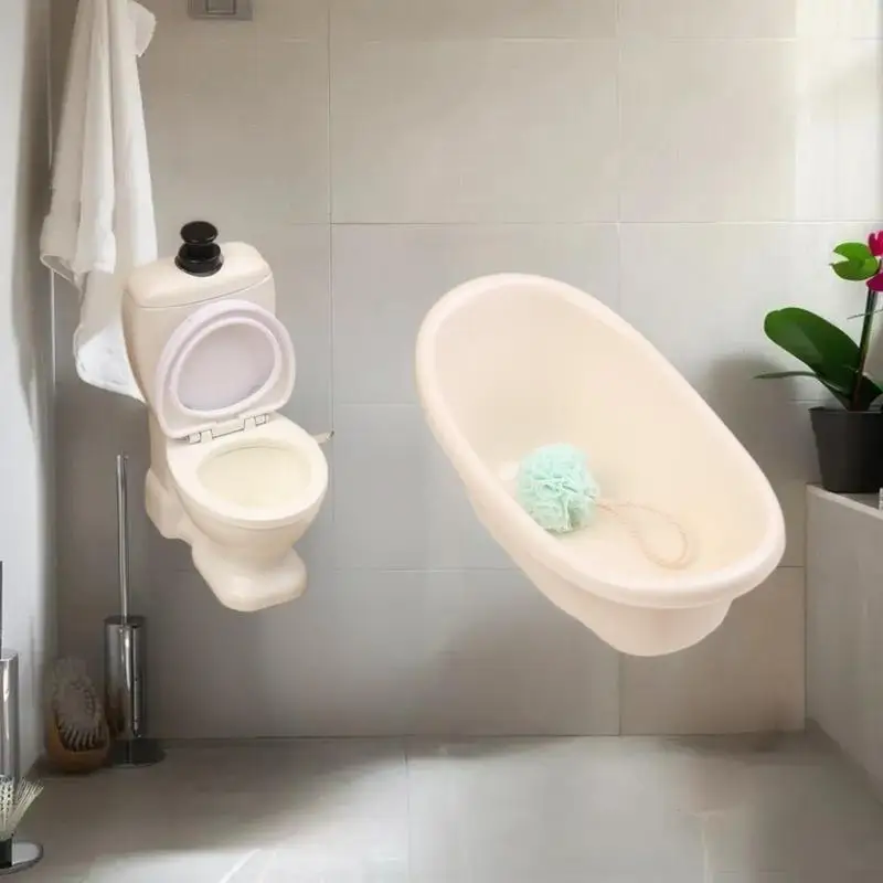 مجموعة مصغرة لبيت الدمى لخزانة حوض الاستحمام 1/12، مثالية لحمام بيت الدمى.