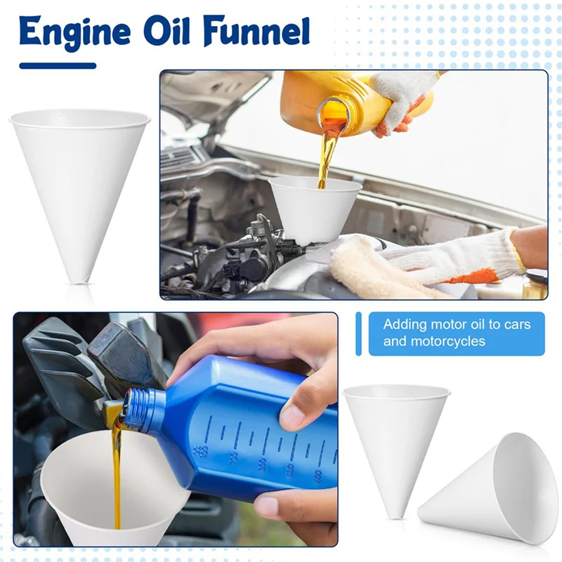

ABUL-100 Pcs Paper Funnels For Motor Oil 6 Oz Engine Oil Funnel Paper Cone Funnel Dispensers Or Kitchen Filling Bottle