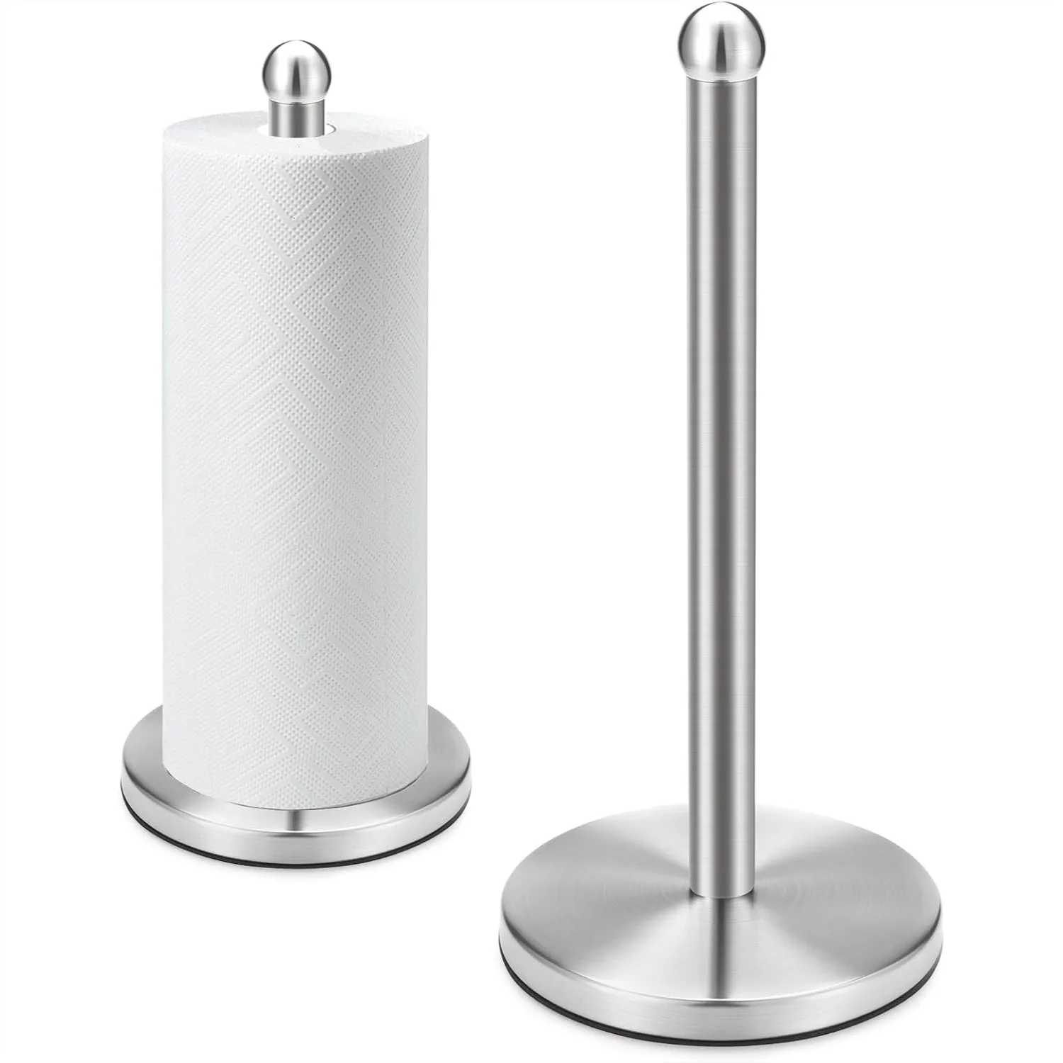 

Paper Towel Holder Countertop, Freestanding Kitchen Paper Stand, One-Handed Tear, Stainless Steel, Weighted Base for Standard