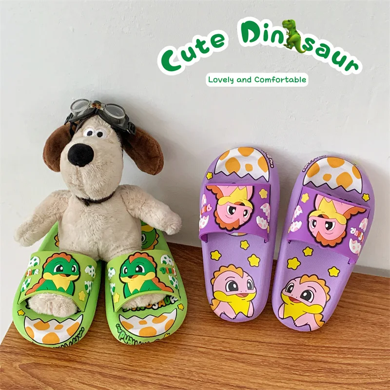 Girls dinosaur Slippers Soft Bottom Non-slip Home Indoor Sandals Slippers Middle Children Cute Princess Bathroom Slippers