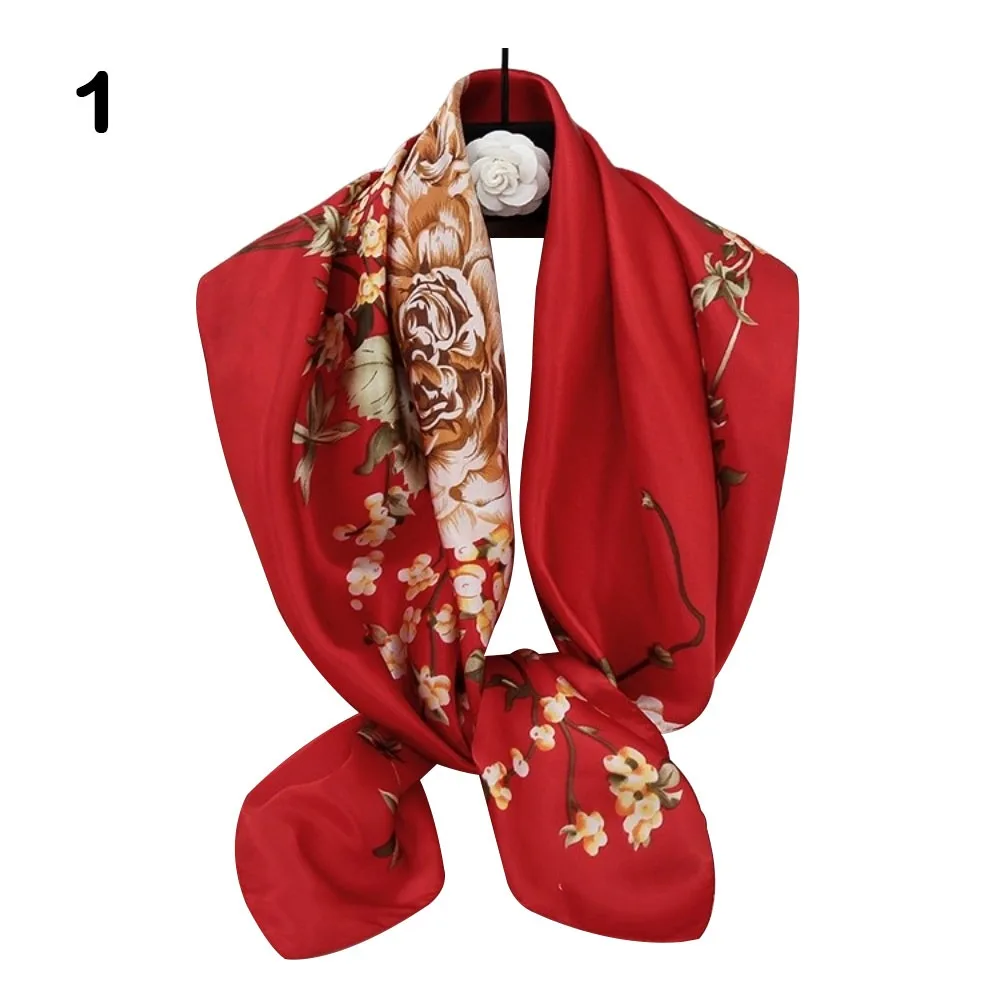 New 90*90cm Silk Square Scarf Floral Pattern Soft Bandana Scarf Neckerchief