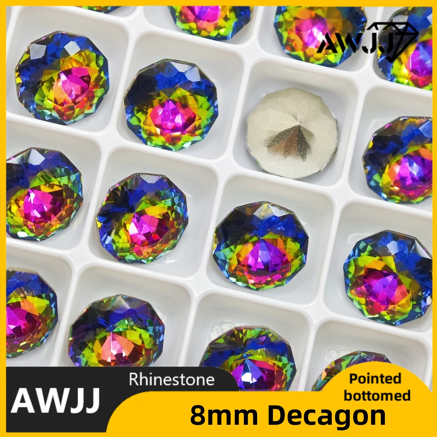 최고 품질 레인보우 드롭 하트 나비 혼합 모양의 뾰족한 바닥 장식 보석 그라데이션 다채로운 네일 쥬얼리 액세서리