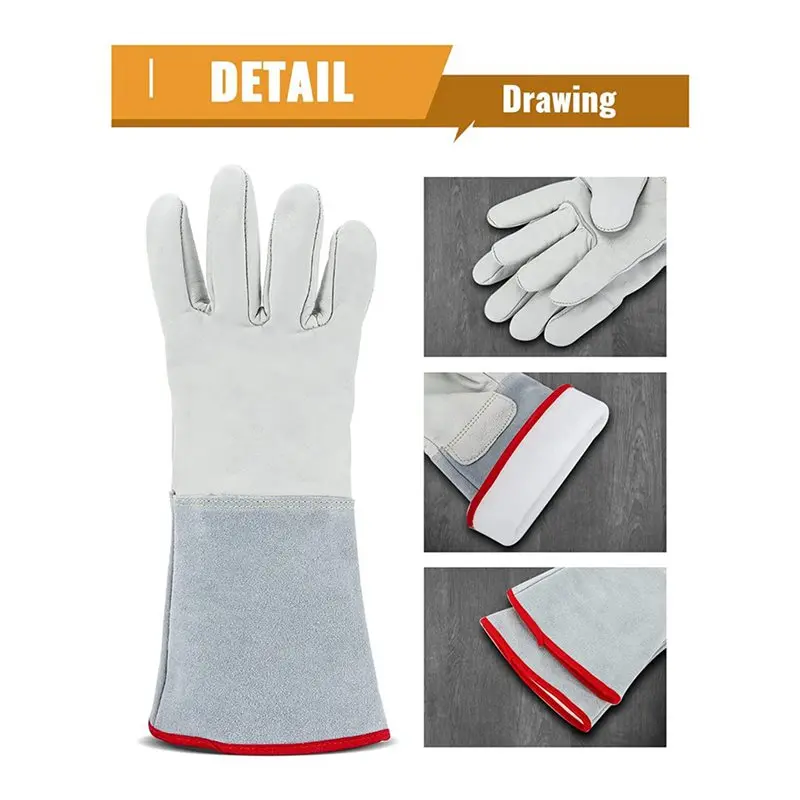 B67C 4X Cryogenic Gloves 14.2Inch/36Cm Long Mid- LN2 Protective Gloves For Liquid Nitrogen/Dry Ice/Cold Storage