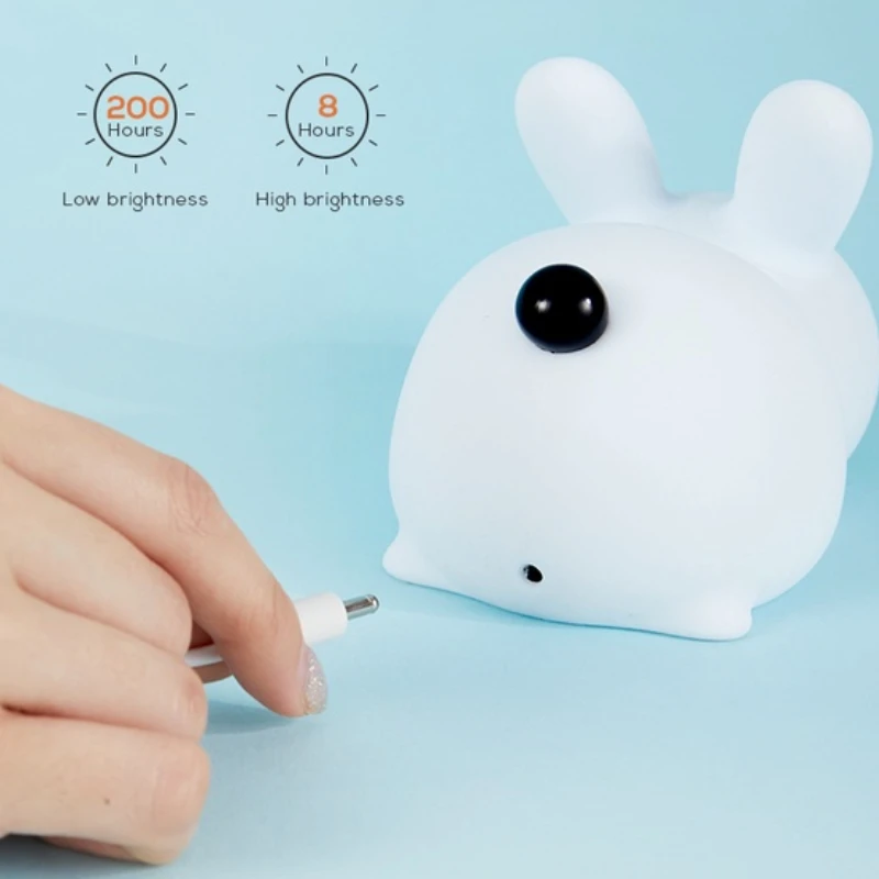 Touch Tinting Night Light Cute Cartoon Desk Lamp Sleep Atmosphere Lamp USB Rechargeable Two Tone Light Decor Lamp for Bedroom