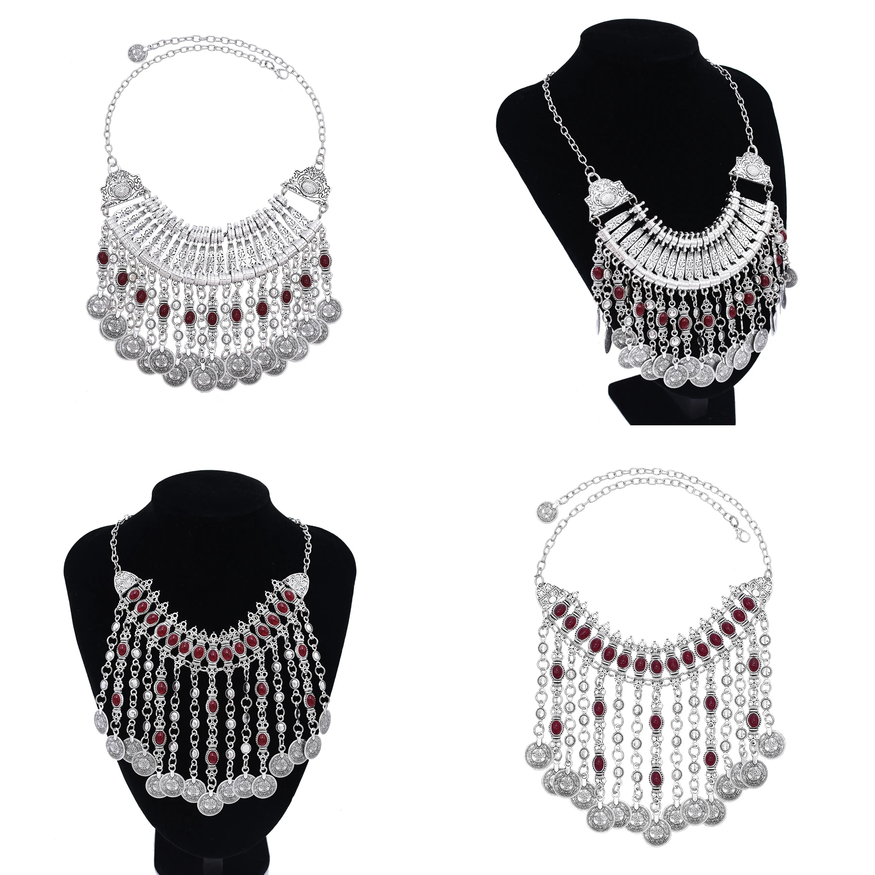Ethnic Fashion Pakistan - Vintage Silver Color Ethnic Coins Bib