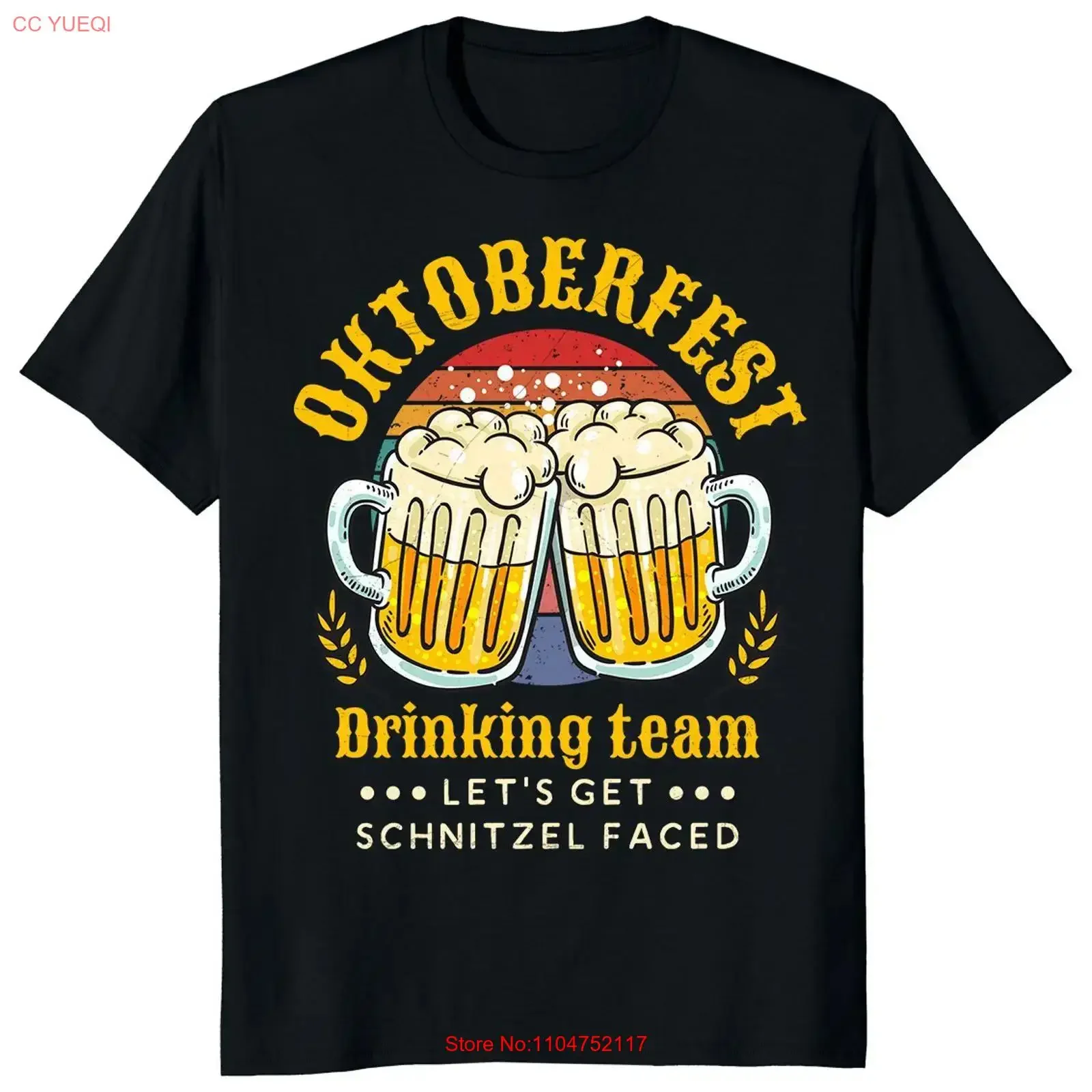 Oktoberfest Drinking Team Let's Get Schnitzel Faced Beer Lover T Shirt vintage Washed Versatile Breathable Casual fashion