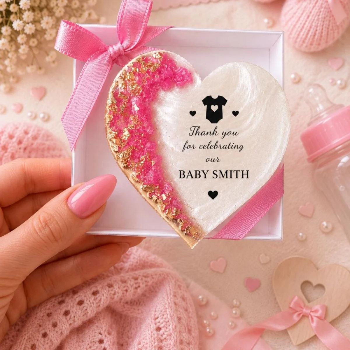 Baby Girl Shower Favor Personalized Magnet Keepsake Baby Arrival Guest Thank You