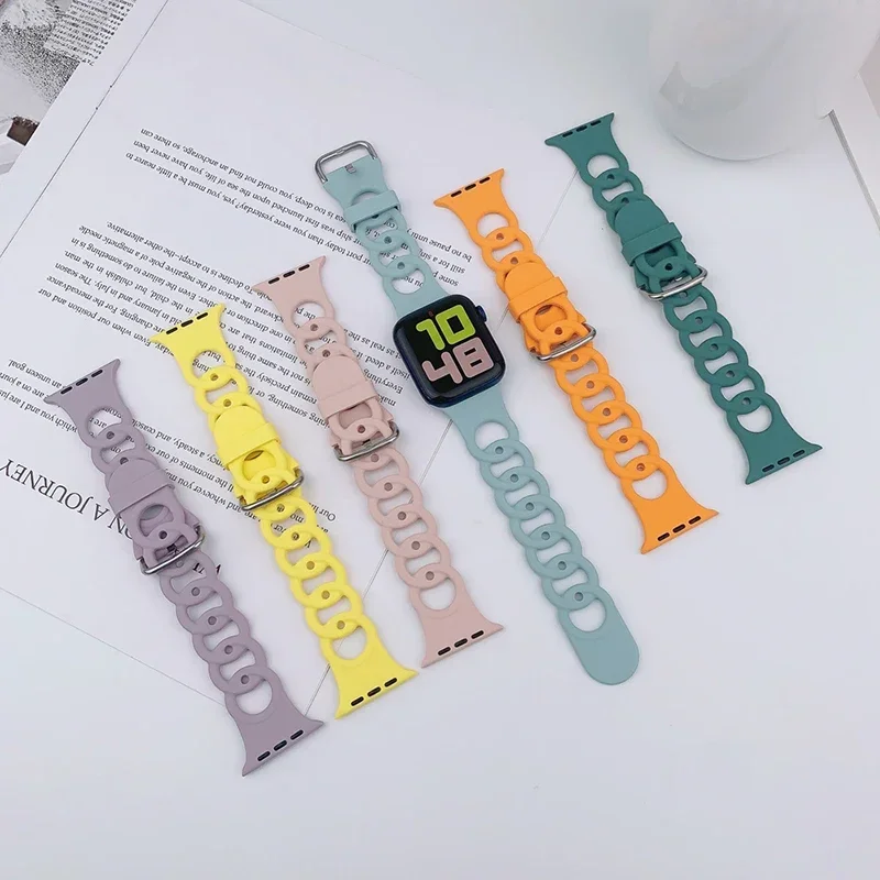 Soft Silicone Strap For Apple Watch Band Ultra 49mm 44mm 45mm 42mm 41mm 42mm 38mm sport Watchband iwatch Serise 8 7 6 5 bracelet