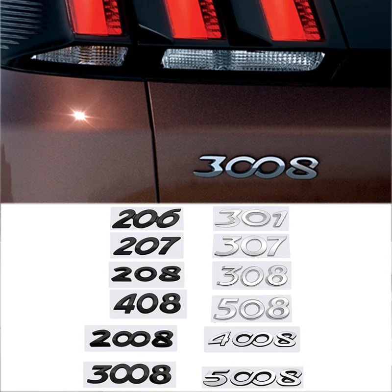

ABS эмблема кузова автомобиля, наклейка на задний багажник для Peugeot 206 207 301 307 308 2008 3008 4008 5008, аксессуары