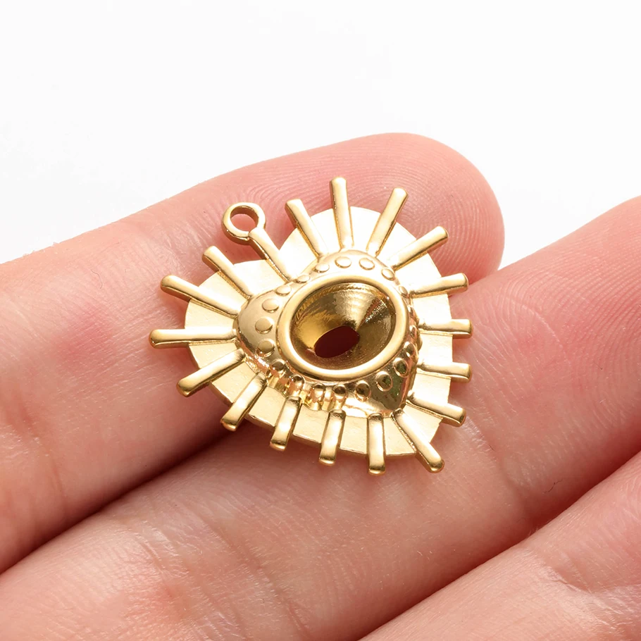 6 Stück echt vergoldete blau/dunkelblaue Strass-Böser-Blick-Anhänger aus Edelstahl, türkische Augen-Charms für Schmuckherstellung. – Detail 11
