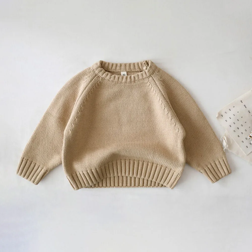 Baby Sweaters Autumn Winter Kids Boys Girls Long Sleeve Pure Color Knit Sweater Baby Kids Boys Girls Pullover Sweaters Clothes