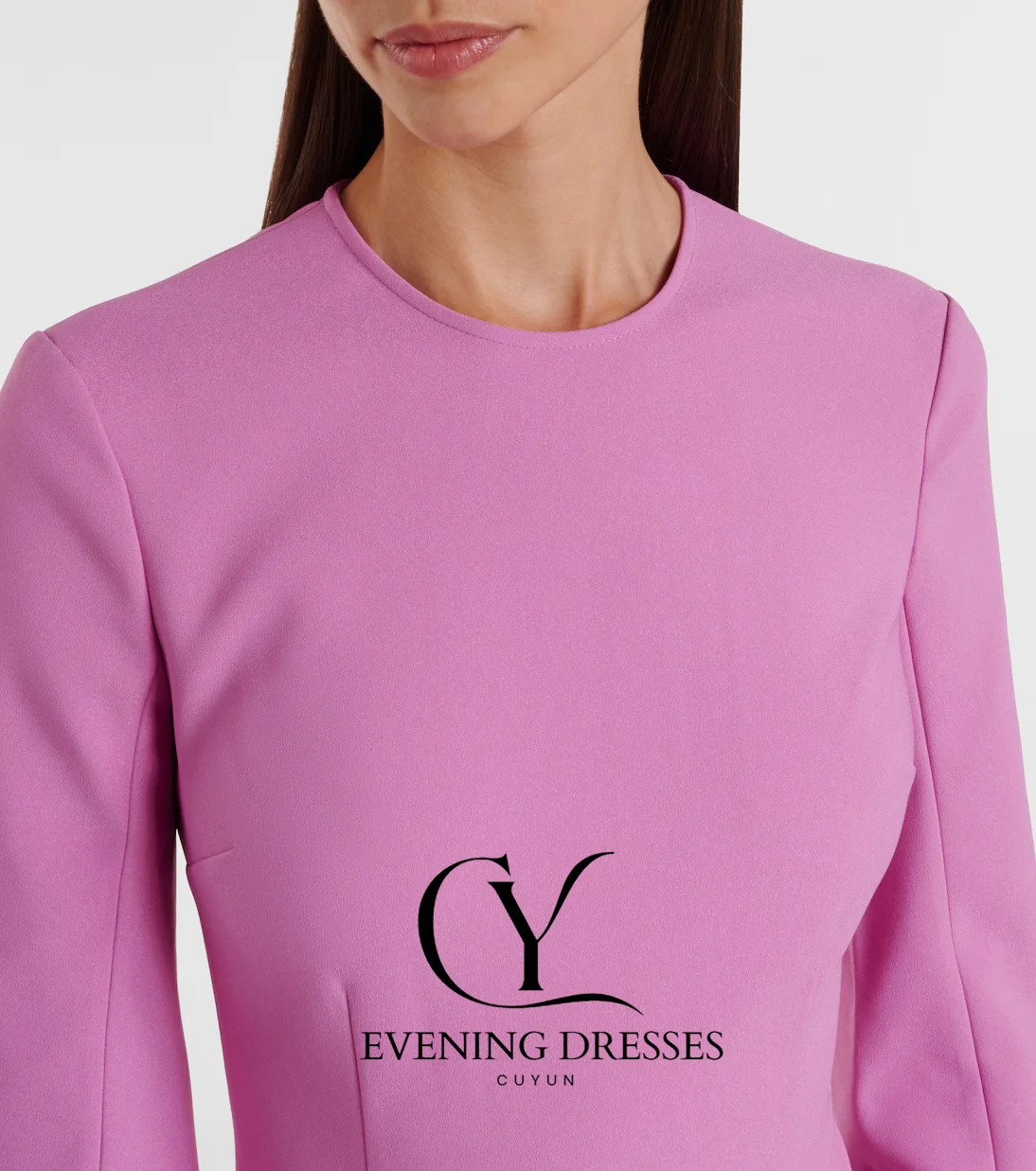 CUYUN O-Neck Long Sleeves Modest Evening Dresses A Line Women Long Prom Gown Customized Saudi Wedding Party Dress for Guest