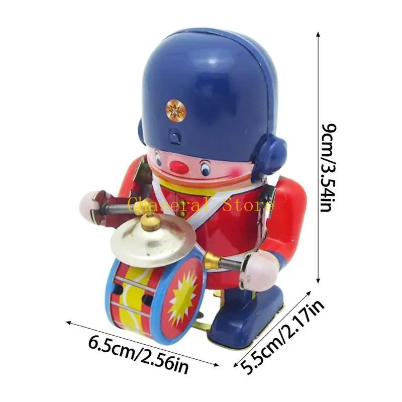 E7CE Classical Tinplate Drummer Robot giocattolo ideale per casa o caffetteria
