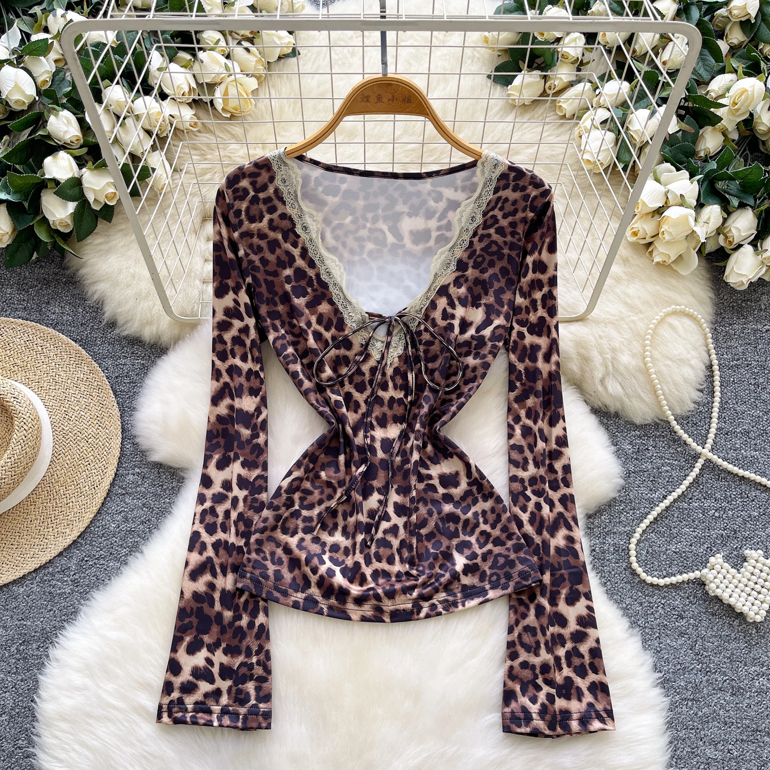 

Винтажная элегантная шикарная блузка с длинными рукавами и v-образным вырезом, тонкая блузка-бабочка, модная рубашка, повседневная женская рубашка феи