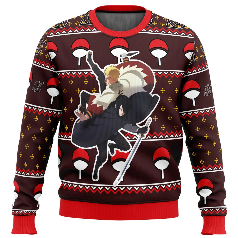 Sudadera con cuello redondo para adultos y niños con estampado de anime Naruto Shippuden Naruto Sasuke, suave, cómoda, de corte relajado, talla grande, para otoño e invierno