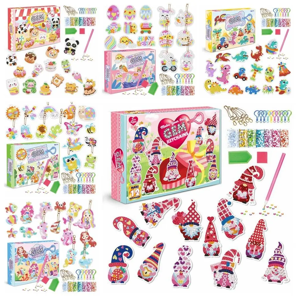 Handmade Craft Diamond Painting Set Mermaid Pattern Ice Cream Diamond Drawing Keychain Diamond Painting Stickers Cartoon Design