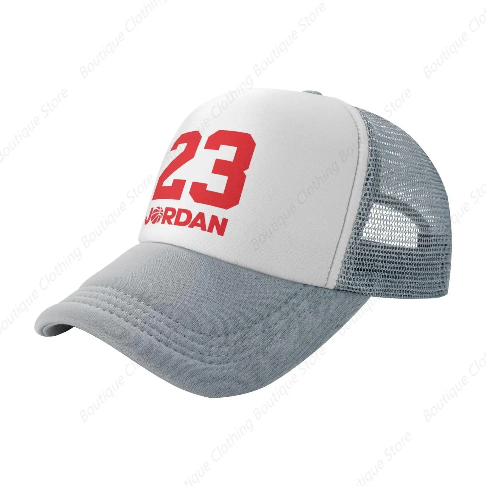 

Basketball Fans 23 Jordan Mesh Cap Trucker Cap Sports Baseball Cap Casual Unisex Adjustable Hat Hip Hop Cap Gray