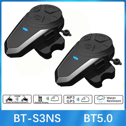 BT-S3NS Intercomunicador para casco de motocicleta, auriculares BT5.0, Intercomunicador impermeable, interfono BT FM