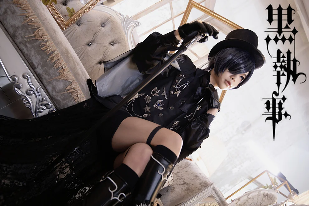 Anime Black Butler Kuroshitsuji Cosplay Ciel Phantomhive Costume 15th Anniversary Black Suits Cosplay