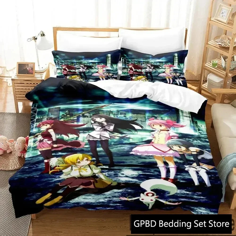 3D Print Anime Puella Magi Madoka Magica Comfortable Duvet Quilt Cover Pillowcase Bedding Set Bedroom Decoration Home Textile