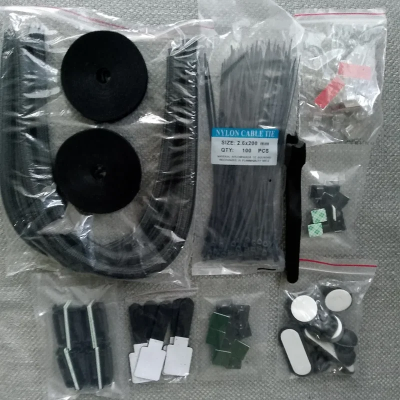 173Pcs Cable Clip Management Sleeve Reusable Cable Tie Self Adhesive Wire Clips Mount Base Desk Cable Management Organizer Kit
