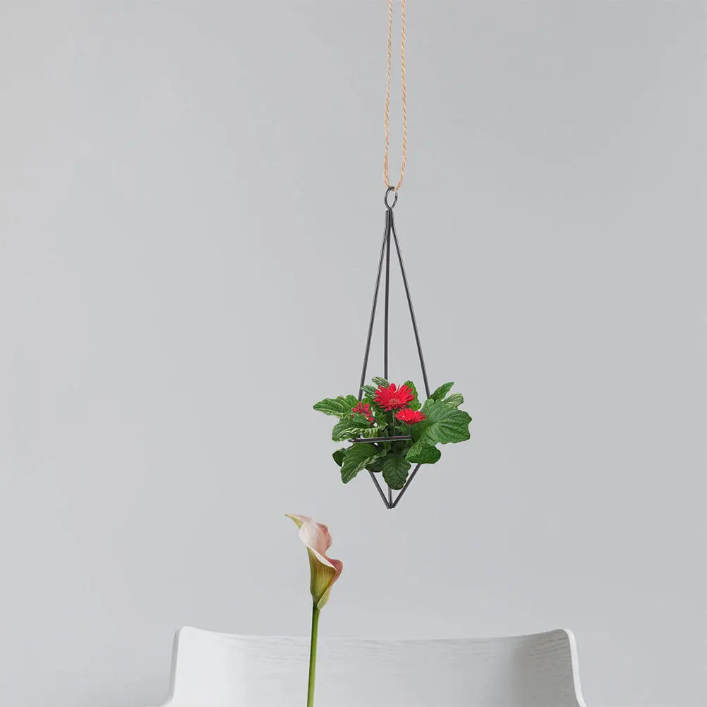 

2pcs Hanging Air Plant Holder Iron Art Hollow Metal Planter For Home Office Wall Shelf Desktop Window Garden Patio Indoor