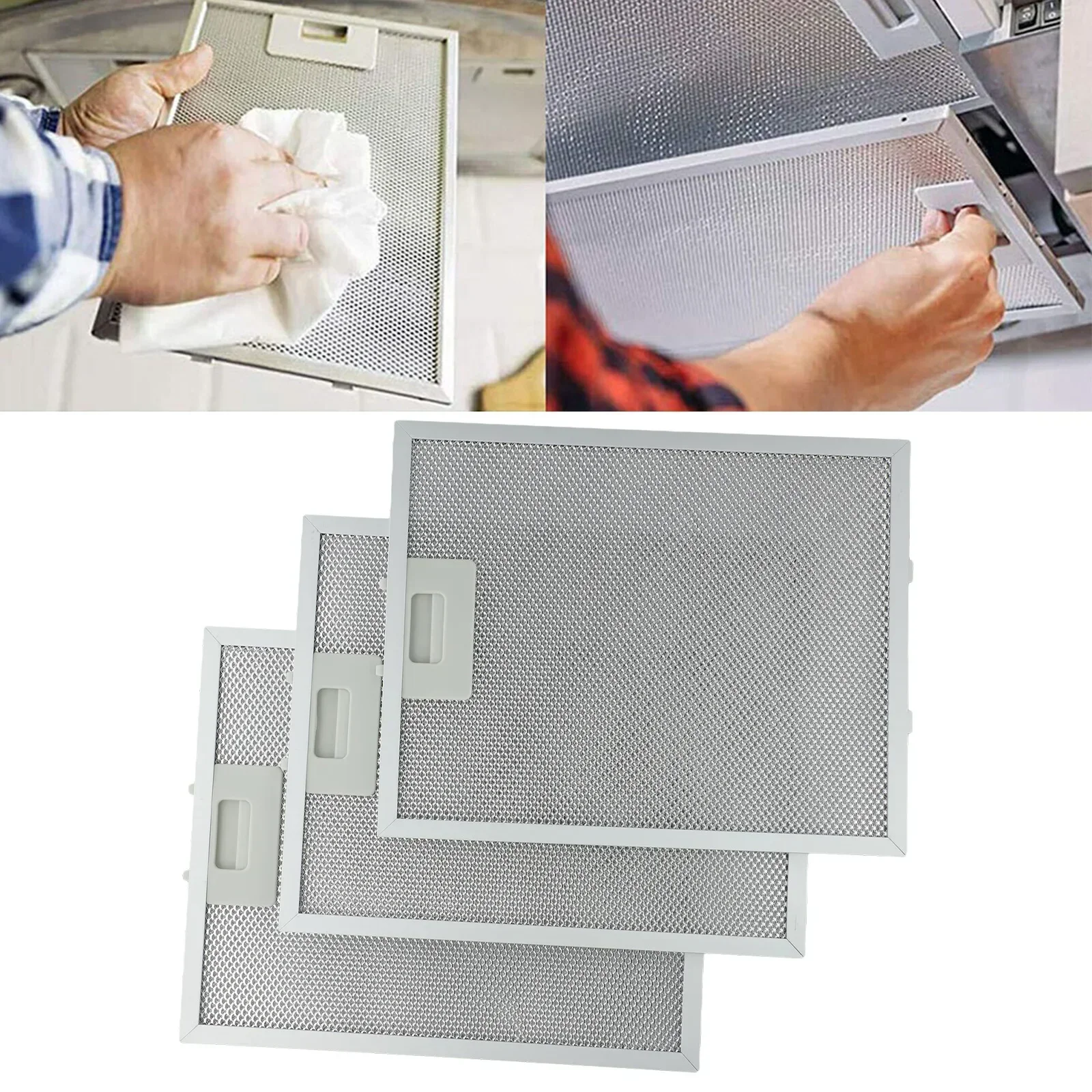 

3pcs Aluminum Cooker Hood Metal Grease Filters Metal Mesh Extractor Vent Filter 310x250x9mm Kitchen Accessories