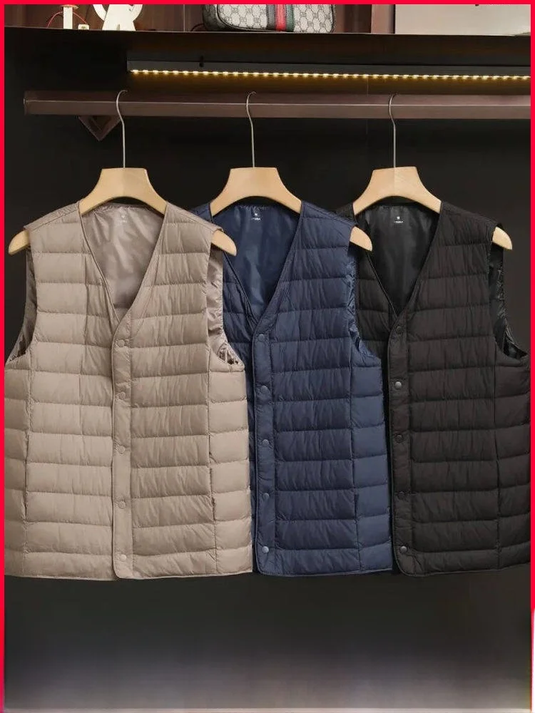 

Men's Lightweight Soft down Vest Autumn Winter Faion Urban Sle Windproof Warmth Youth ular Daily Wear Polyester Fiber