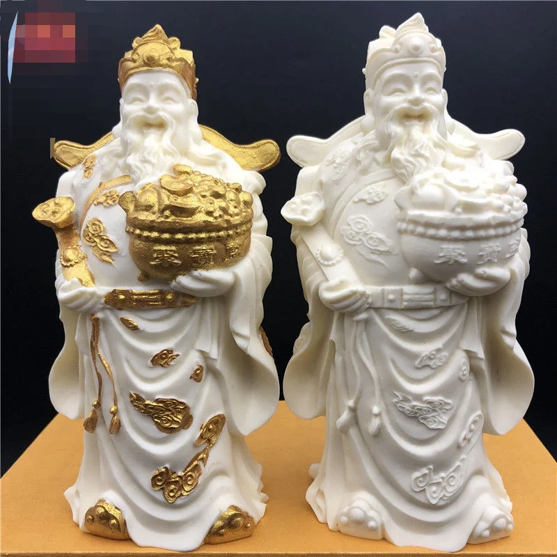 

large God of Wealth Silicone Mold Lucky Home Decoration Cement Gypsum Resin Epoxy Candle Handicraft Mold