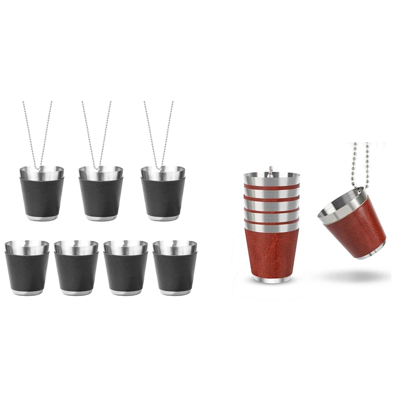 Pack Of 6 Shot Cups Metal For Hanging Shot Glasses Stainless Steel With Chain Shot Glass 30Ml Shot Cup For Parties