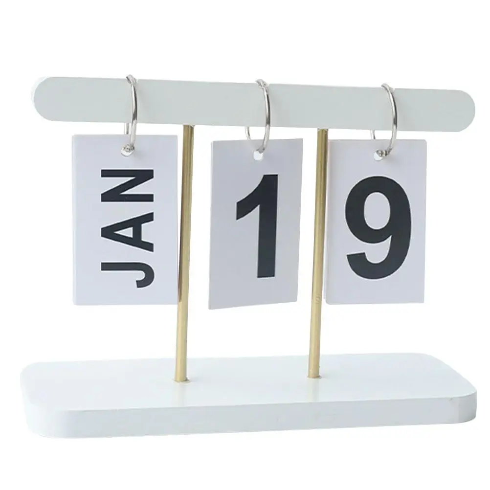

Flip Page Desk Calendar Reusable Year after Year Home Office Decor White Standing Table Top Gift Proper Size Simple Design Wide