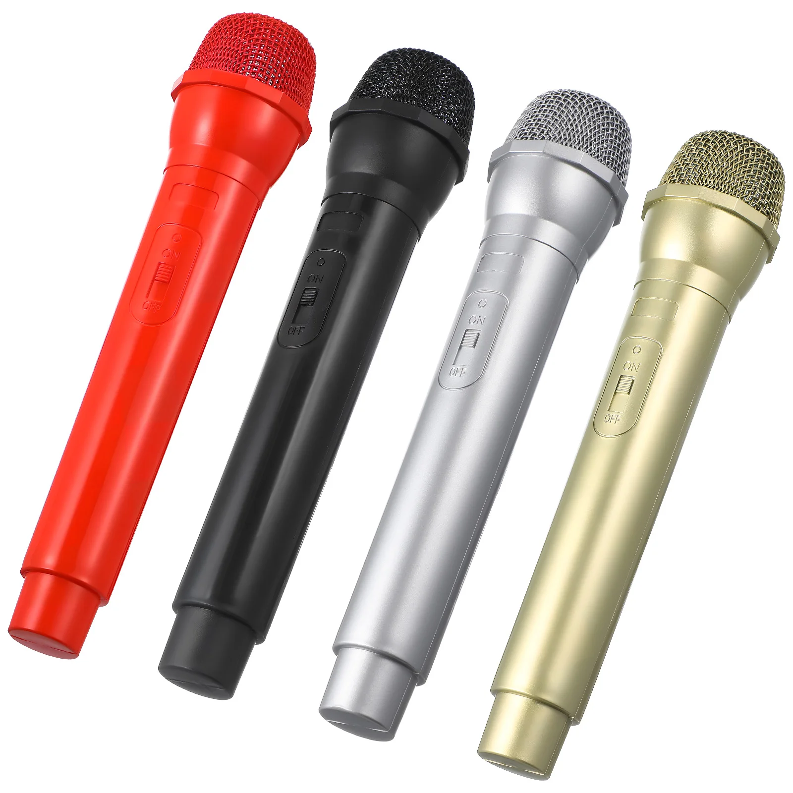 4 pcs Children Microphone Props Toy Music Play Halloween Bling Safe Plastic Lightweight Kids Instruments Realistic Experience