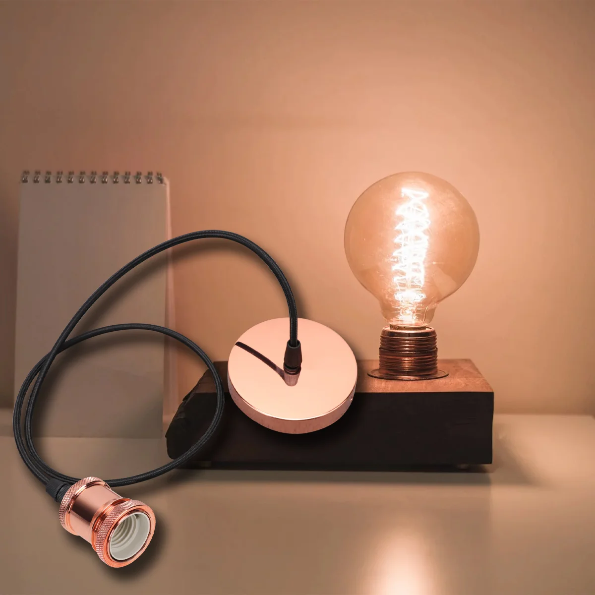 

Vintage E27 Lamp Bases Retro Lamp Holder Accessories Light Holder Practical Light Base for Home Living Room (Rose Gold)