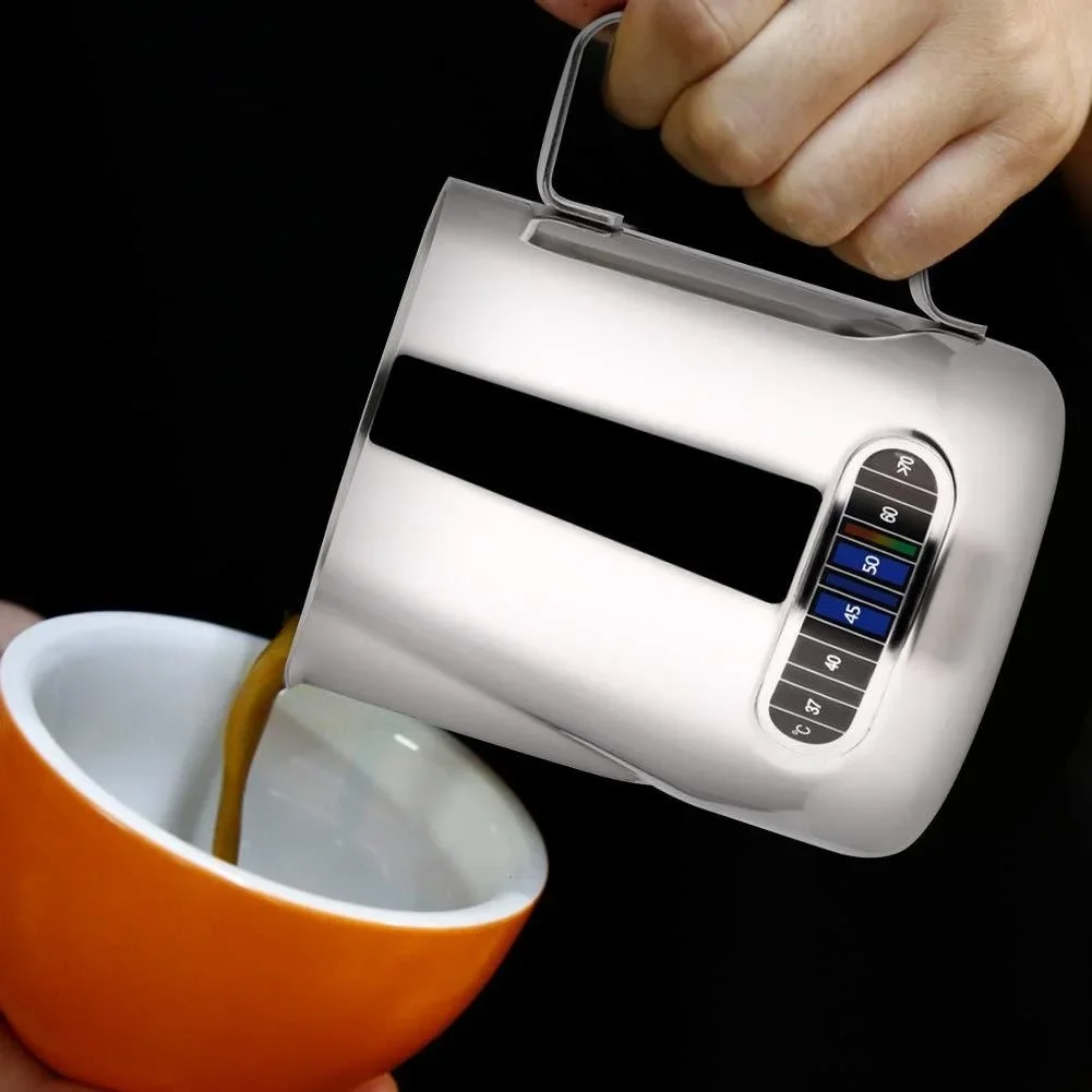 Latte Art Creation Latte Art Pitcher Built-in Temperature Indicator Precision Spout External Volume Markings For Latte Art