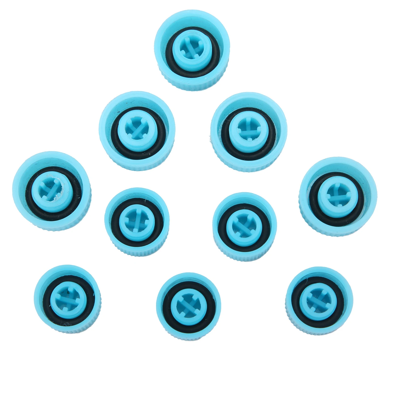 10Pcs A/C Refrigerant Port Cap With Seal Ring High/Low Side Air Conditioning Service Dust Cover