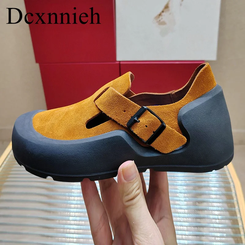 

Туфли женские замшевые однотонные на плоской подошве, лоферы из воловьей кожи с круглым носком, с ремешком и пряжкой, в стиле ретро, весна-осень