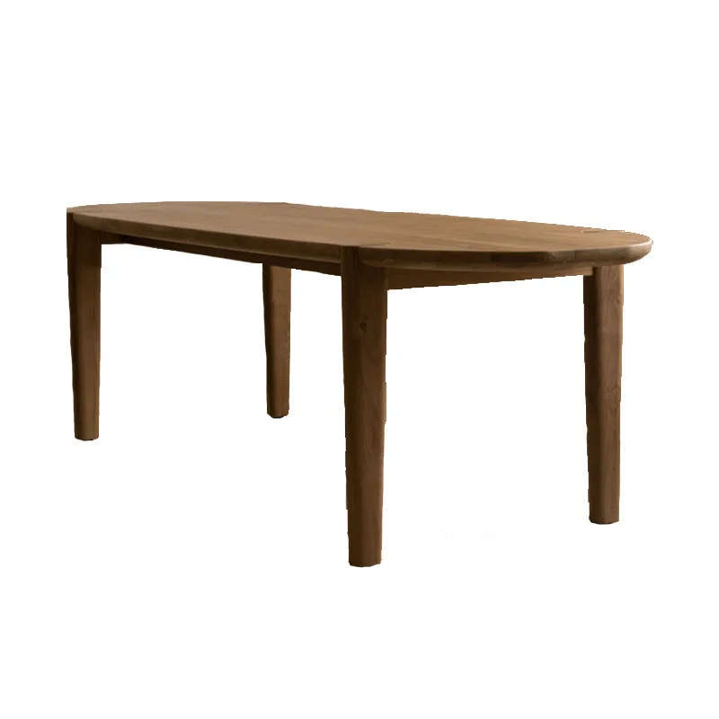 Solid wood dining table oval, Nordic log island dining table