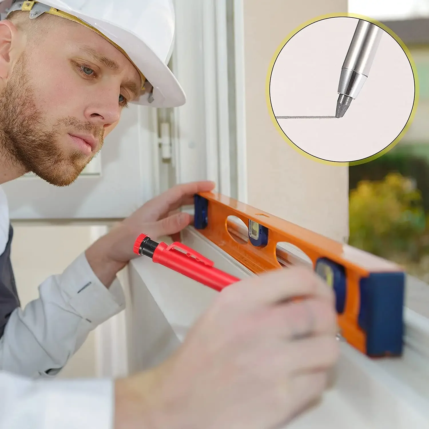 Solidny ołówek mechaniczny stolarski z temperówką do obróbki drewna Ołówek stolarski z długą główką Artykuły papiernicze — zdjęcie 6