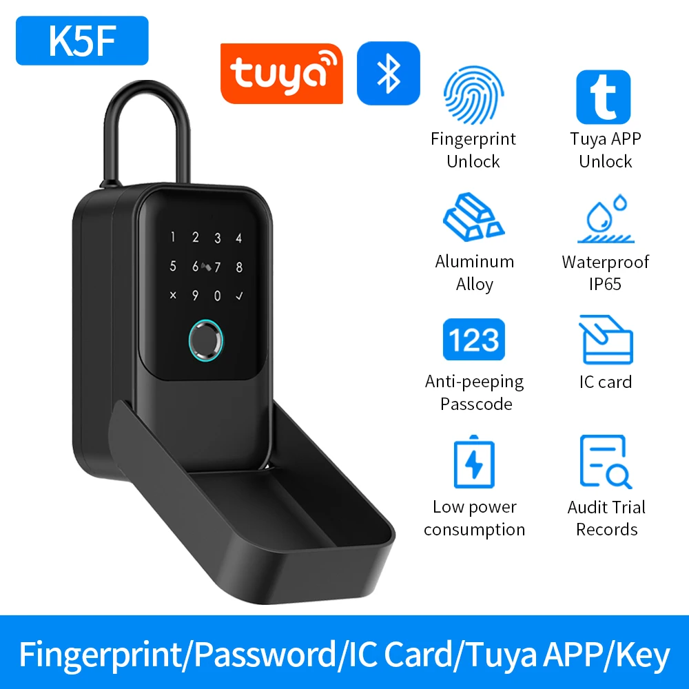 Waterdichte sleutelkluis Slimme vingerafdrukopslag Geheime sleutelkluis Tuya of TTlock-app Bluetooth naar WiFi-hub Ontgrendel hangslot