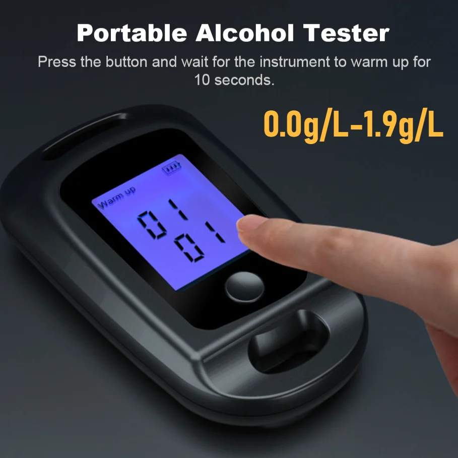 Handheld Alcohol Analyzer LCD Display Breath Alcohol Tester USB Rechargeable Portable Alcohol Tester Professional Grade Accuracy