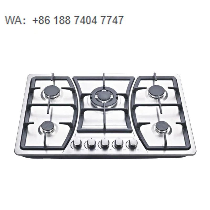 High-Performance 5 Burner Embedded Gas Cooker, Versatile Cooking Zones Compatible with Standard Cabinet Cutouts for Kitchens