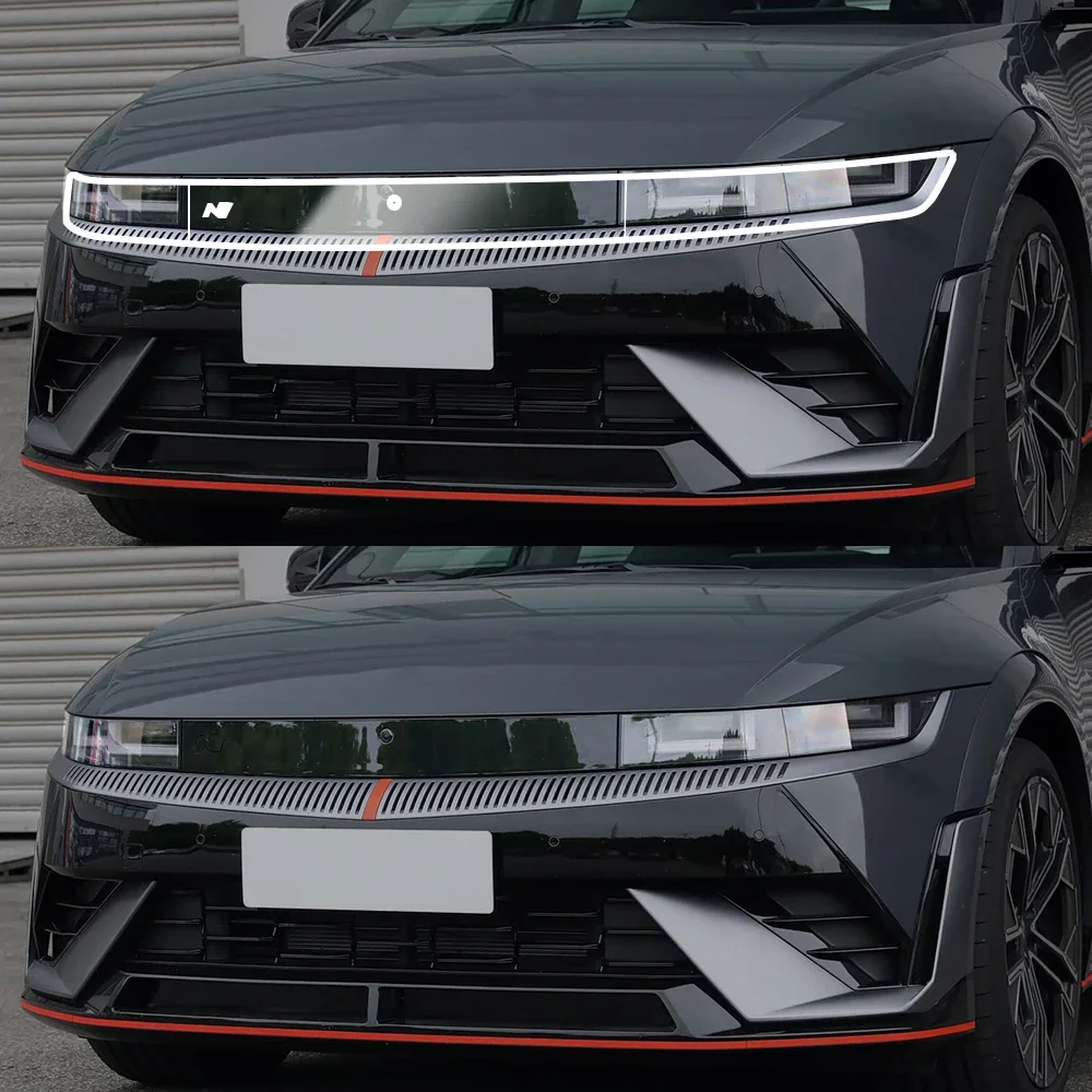 Kratzfeste TPU PPF Scheinwerferabdeckung für Hyundai IONIQ 5/5N 2021-2026 Hochglanz Rauchschwarz Vorgeschnittene Vinyl-Schutzfolie – Detail 3
