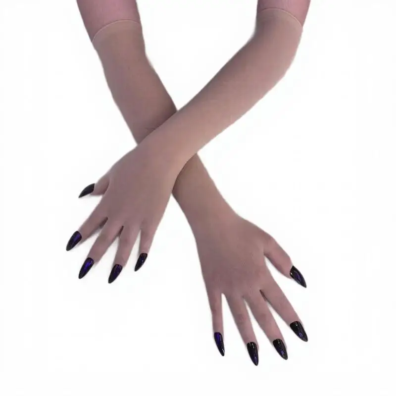 

ováсноCClarla | 6-цветные прозрачные перчатки на палец, бесшовные нейлоновые носки для рук с кончиками ногтей «кошачий глаз», острый модный аксессуар для рук