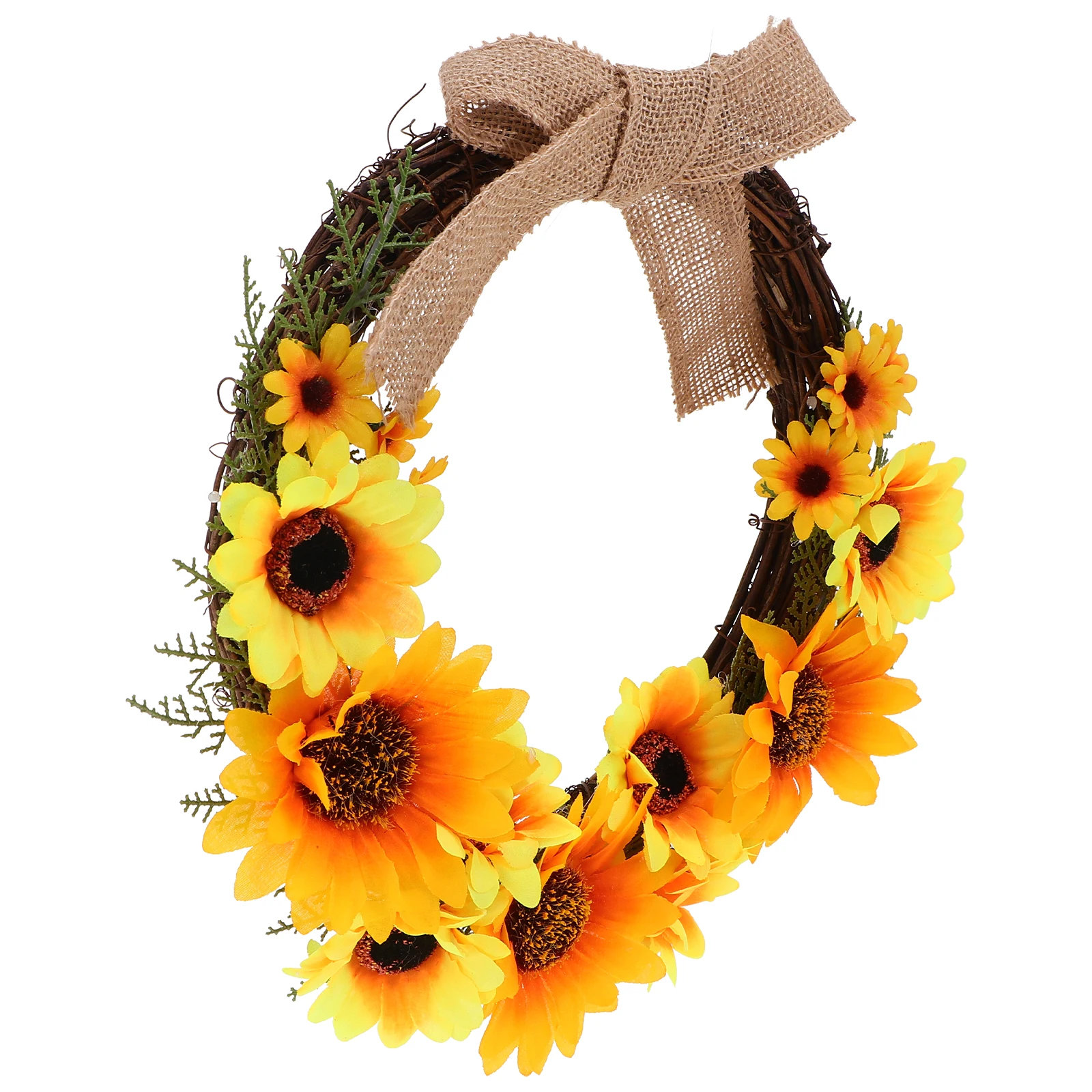 

1pc Artificial Sunflower Wreath Garland Spring Summer Atmosphere Plants Shopwindow Wall Hanging Decoration Photo Prop