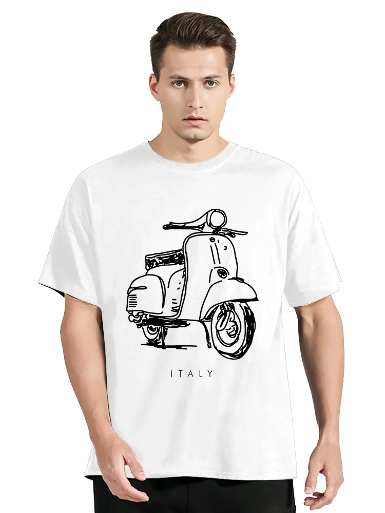 New Vintage Men Short Sleeve Scooter Italy Minimalist Art Print T-Shirt Men Women Clothing Casual Tops Fitness T Shirt S-5xl